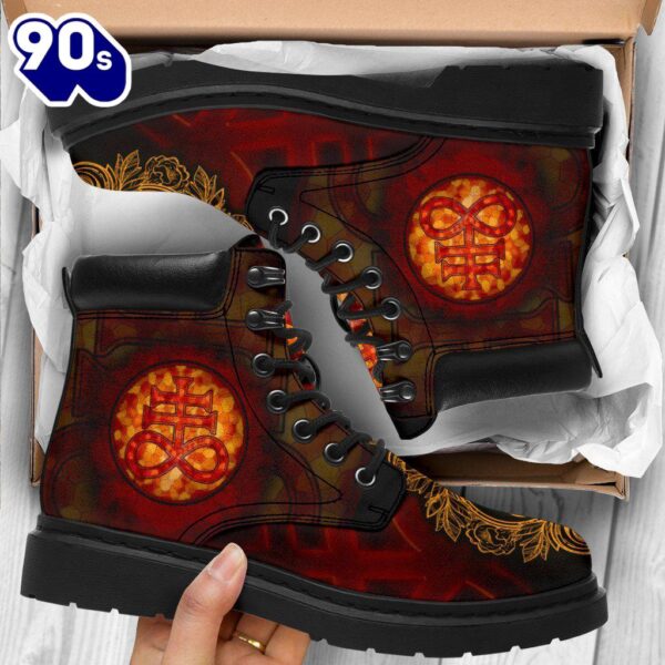 Satanic Brimstone Leather Boots Shoes Gift Idea