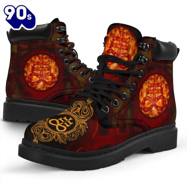 Satanic Brimstone Leather Boots Shoes Gift Idea