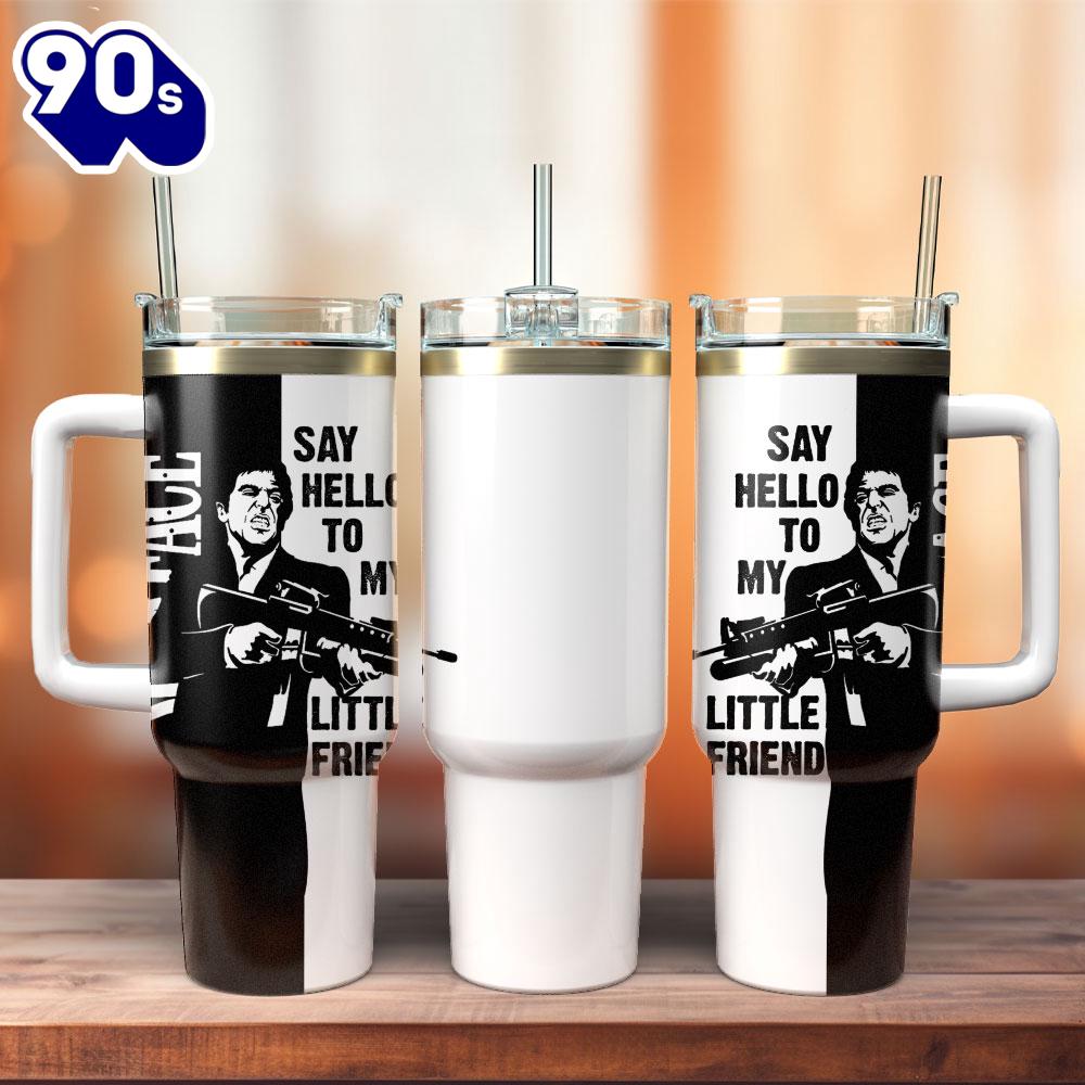 Scarface Movie Custom Stanley Quencher 40oz Stainless Steel Tumbler With Handle For Fans Scarface Movie Custom Stanley Quencher 40oz Stainless Steel Tumbler With Handle For Fans