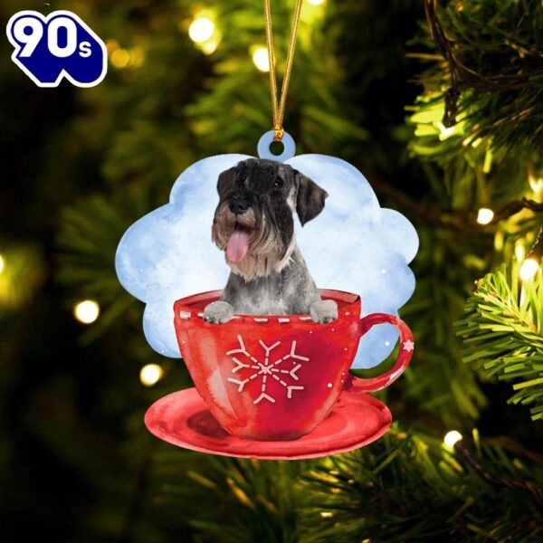 Schnauzer On The Cup Christmas Ornament, Gift For Christmas
