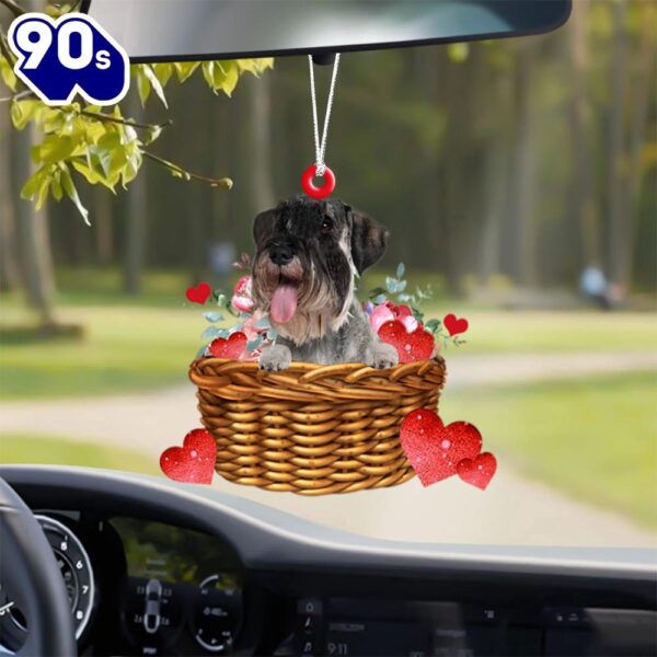 Schnauzer With Rose & Heart Ornament, Gift For Christmas