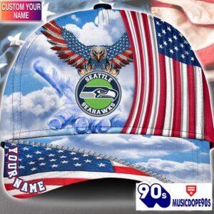 Seattle Seahawks Cap Pride US 4th Of July Cap Veterans Cap Custom Name