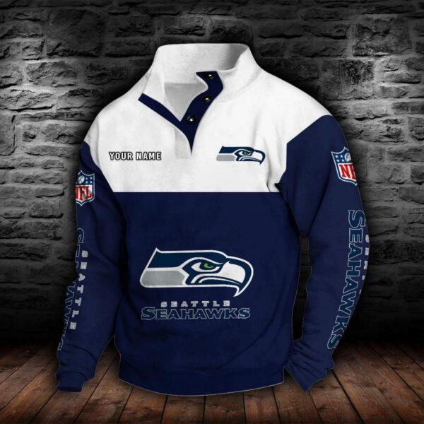 Seattle Seahawks Double Breasted Stand Collar Hoodie