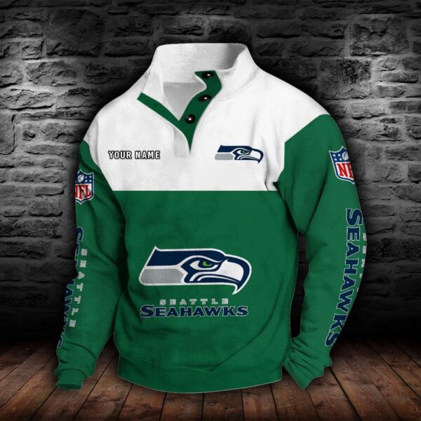 Seattle Seahawks Double Breasted Stand Collar Hoodie