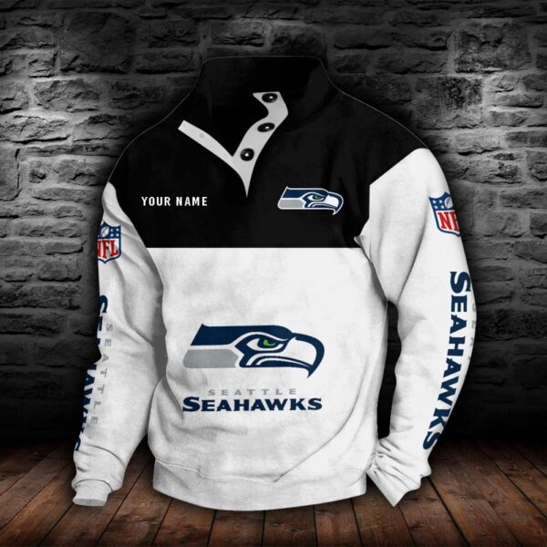 Seattle Seahawks Double Breasted Stand Collar Hoodie