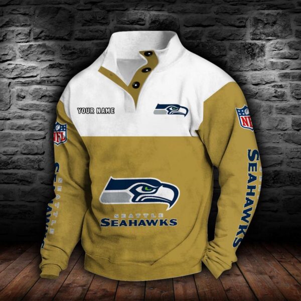 Seattle Seahawks Double Breasted Stand Collar Hoodie