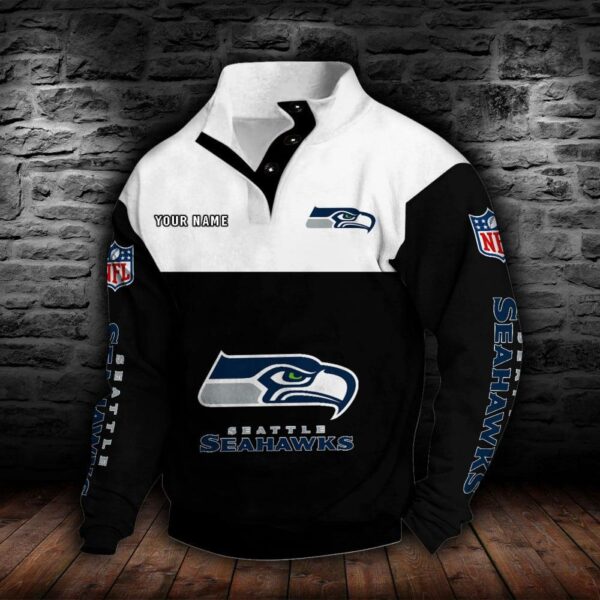 Seattle Seahawks Double Breasted Stand Collar Hoodie