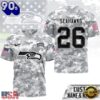Seattle Seahawks NFL Salute to Service Custom Name & Number Camo 3D Shirt, NFL Trending Shirt