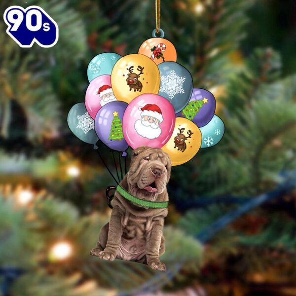 Shar Pei With Balloons Christmas Ornament, Gift For Christmas