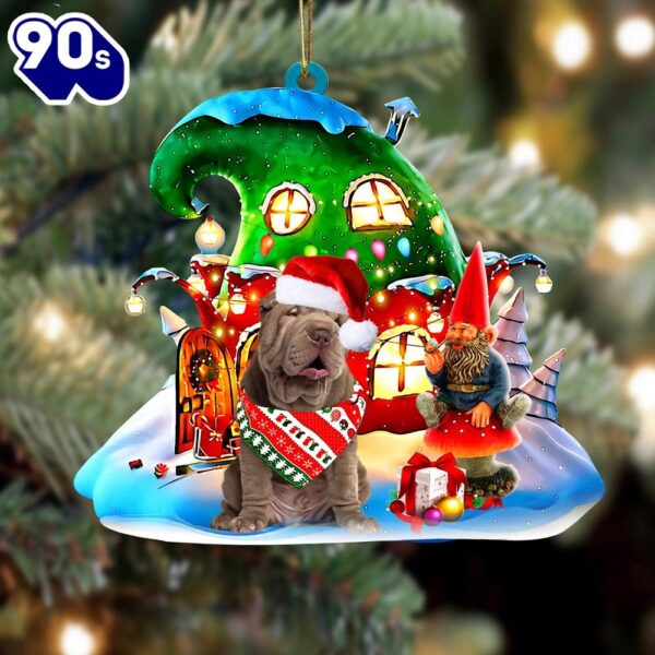 Shar Pei With Rudolph’s House Christmas Ornament, Gift For Christmas
