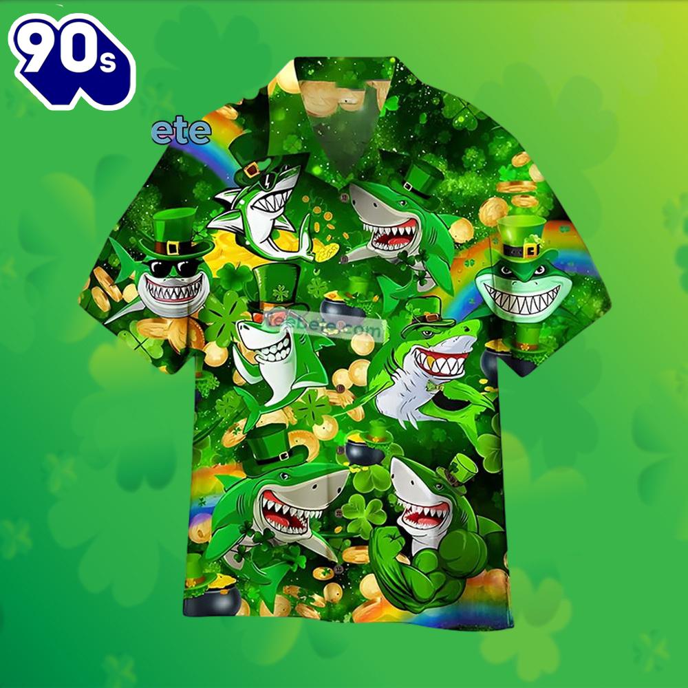 Shark Shamrock Gold Coin St Patrick Green Hawaiian Polo Golf Shirts 2025 Shark Shamrock Gold Coin St Patrick Green Hawaiian Polo Golf Shirts 2025