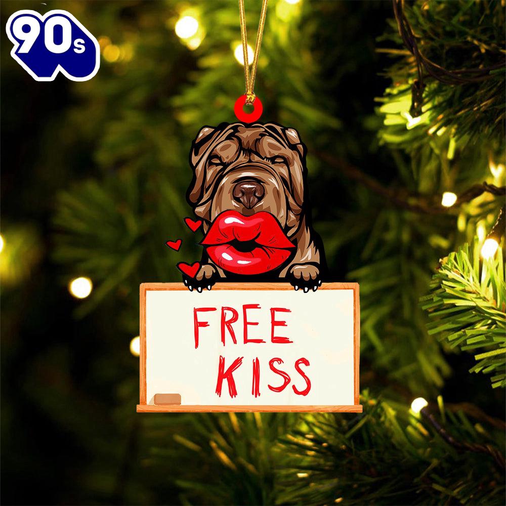 Shar-Pei Free Kiss Christmas Ornament, Gift For Christmas Shar-Pei Free Kiss Christmas Ornament, Gift For Christmas