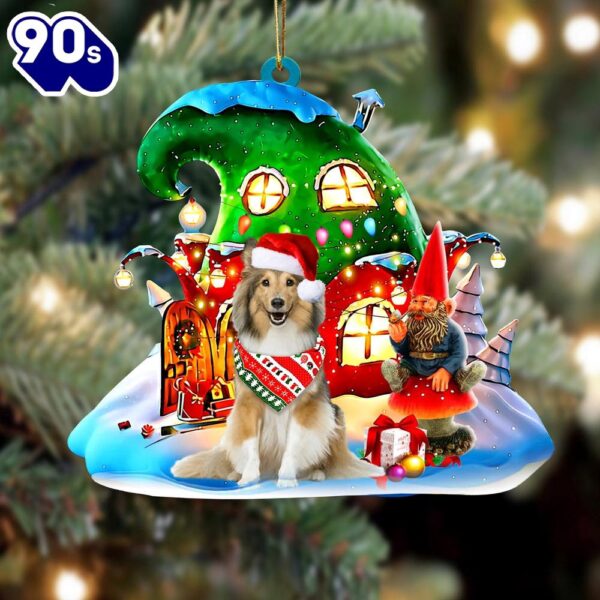 Shetland Sheepdog With Rudolph’s House Christmas Ornament, Gift For Christmas