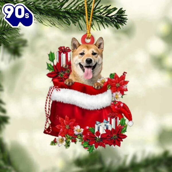 Shiba Inu In Gift Bag Christmas Ornament, Gift For Christmas