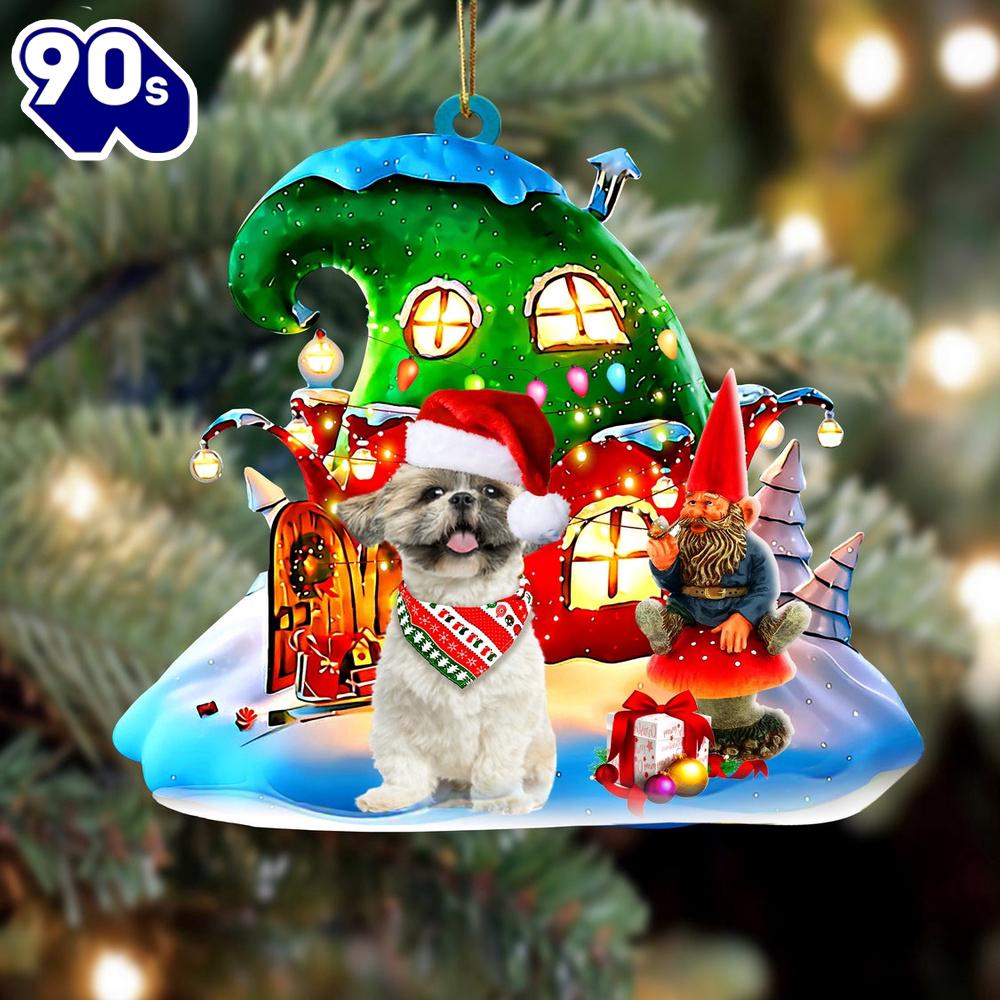 Shih Tzu With Rudolph's House Christmas Ornament, Gift For Christmas Shih Tzu With Rudolph's House Christmas Ornament, Gift For Christmas
