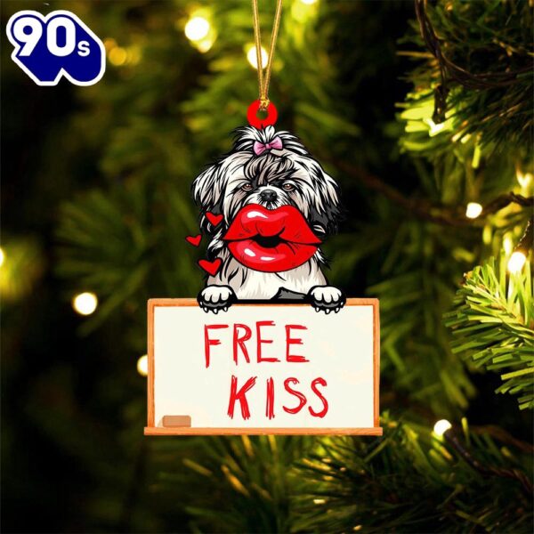 Shih-Tzu Free Kiss Christmas Ornament, Gift For Christmas