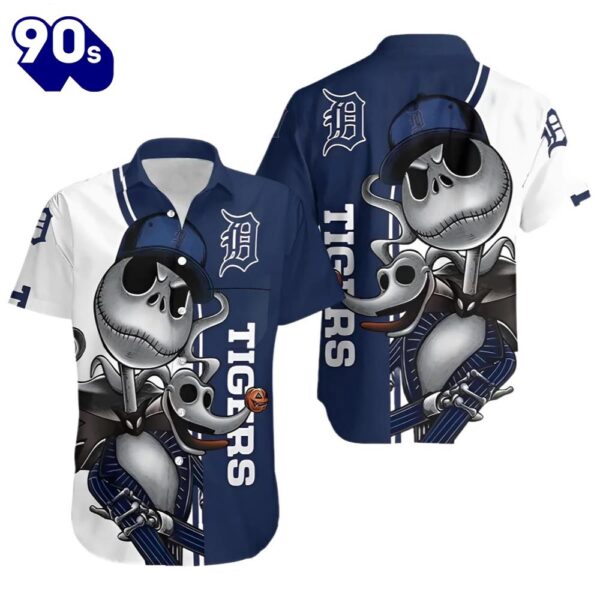 Skeleton Cool Detroit Tigers Hawaiian Button Up Shirts
