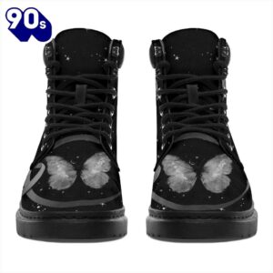 Skin Cancer Awareness Leather Boots Ribbon Butterfly Shoes 2 Skin Cancer Awareness Leather Boots Ribbon Butterfly Shoes