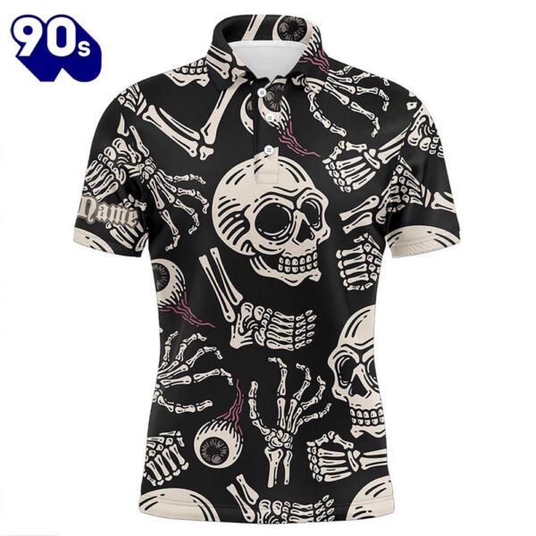 Skull Bone Pattern Mens Golf Polo Shirt Custom Men’S , Best Golf Gifts   Gift Christmas