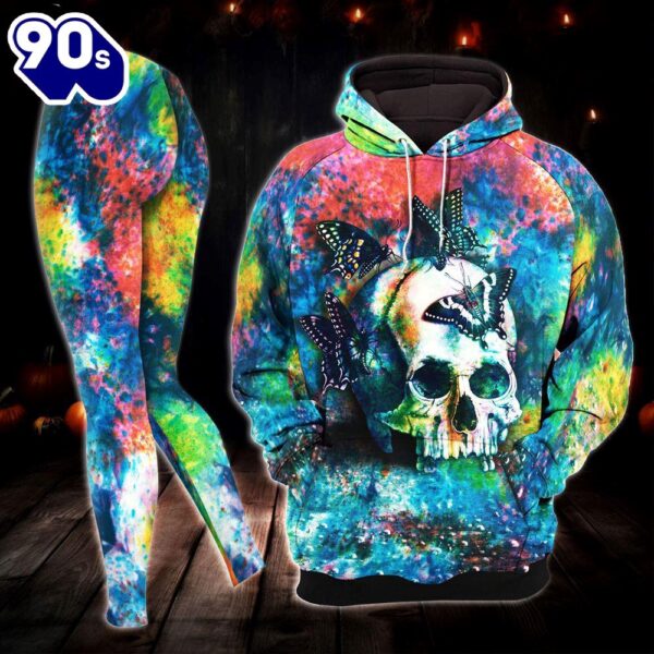 Skull Butterfly Paint Art Combo Hoodie And Leggings