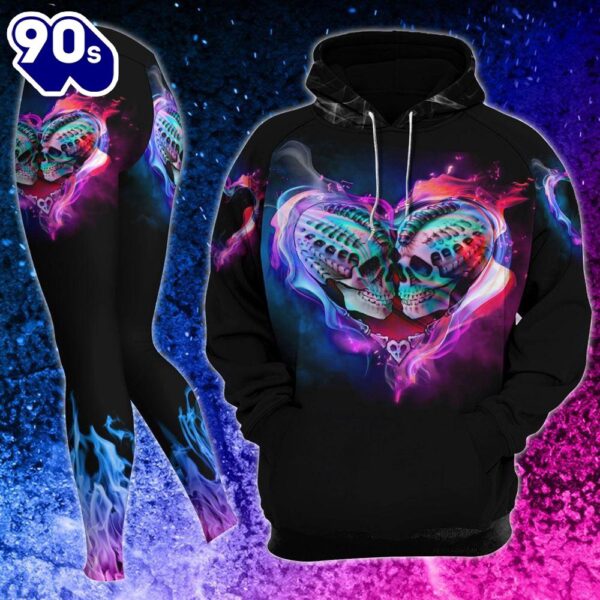 Skull Couple Heart Combo Hoodie And Leggings