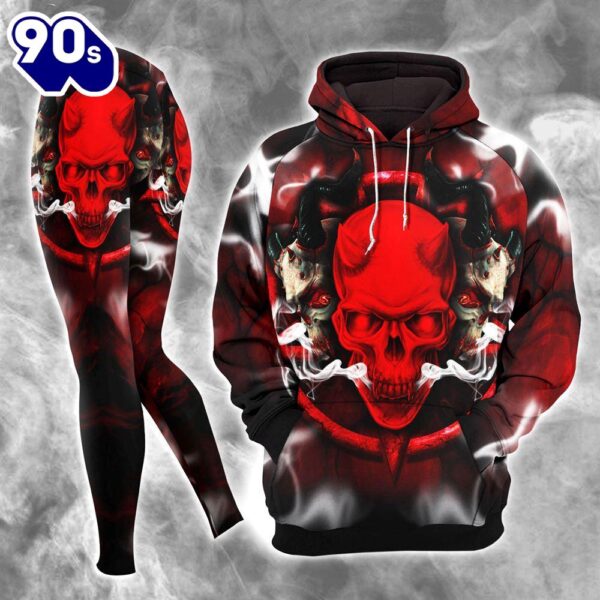 Skull Devil Red Gothic Combo Hoodie And Leggings