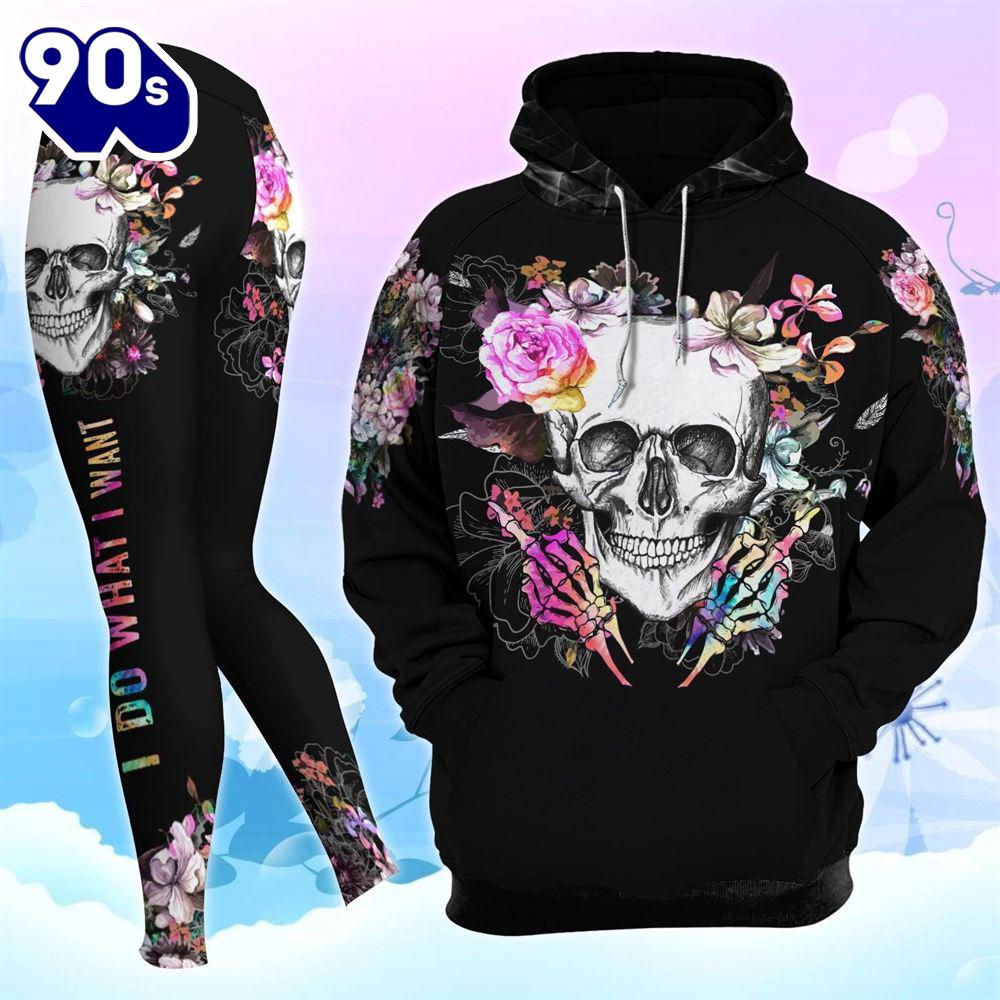 Skull Flower Rose Combo Hoodie And Leggings Skull Flower Rose Combo Hoodie And Leggings