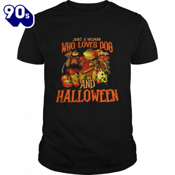 Skull Just A Woman Who Loves Dog And Halloween T-shirts For Man And Women