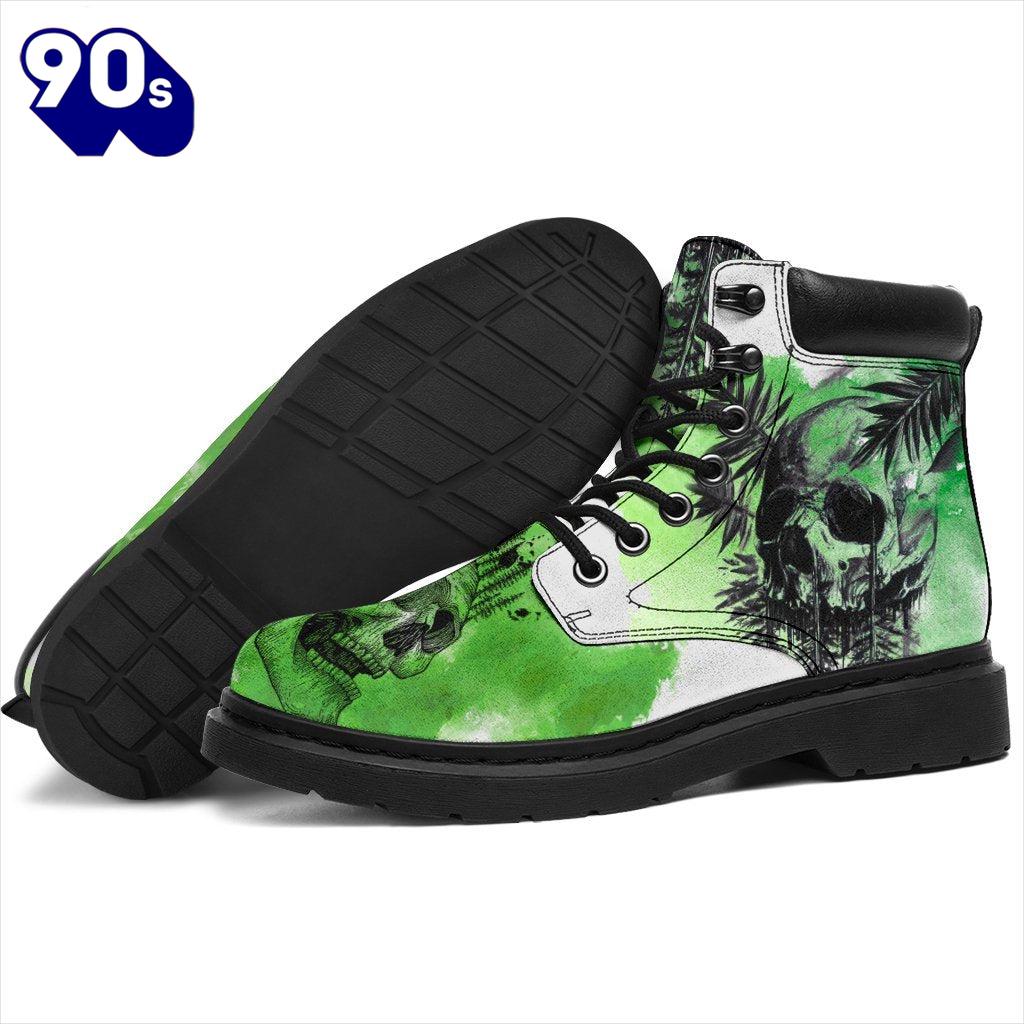 Skull Leather Boots For Camping Or Trekking Gift Idea Skull Leather Boots For Camping Or Trekking Gift Idea