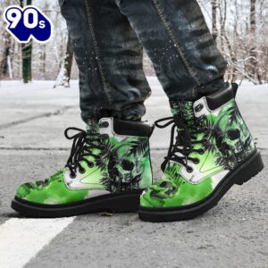 Skull Leather Boots For Camping Or Trekking Gift Idea