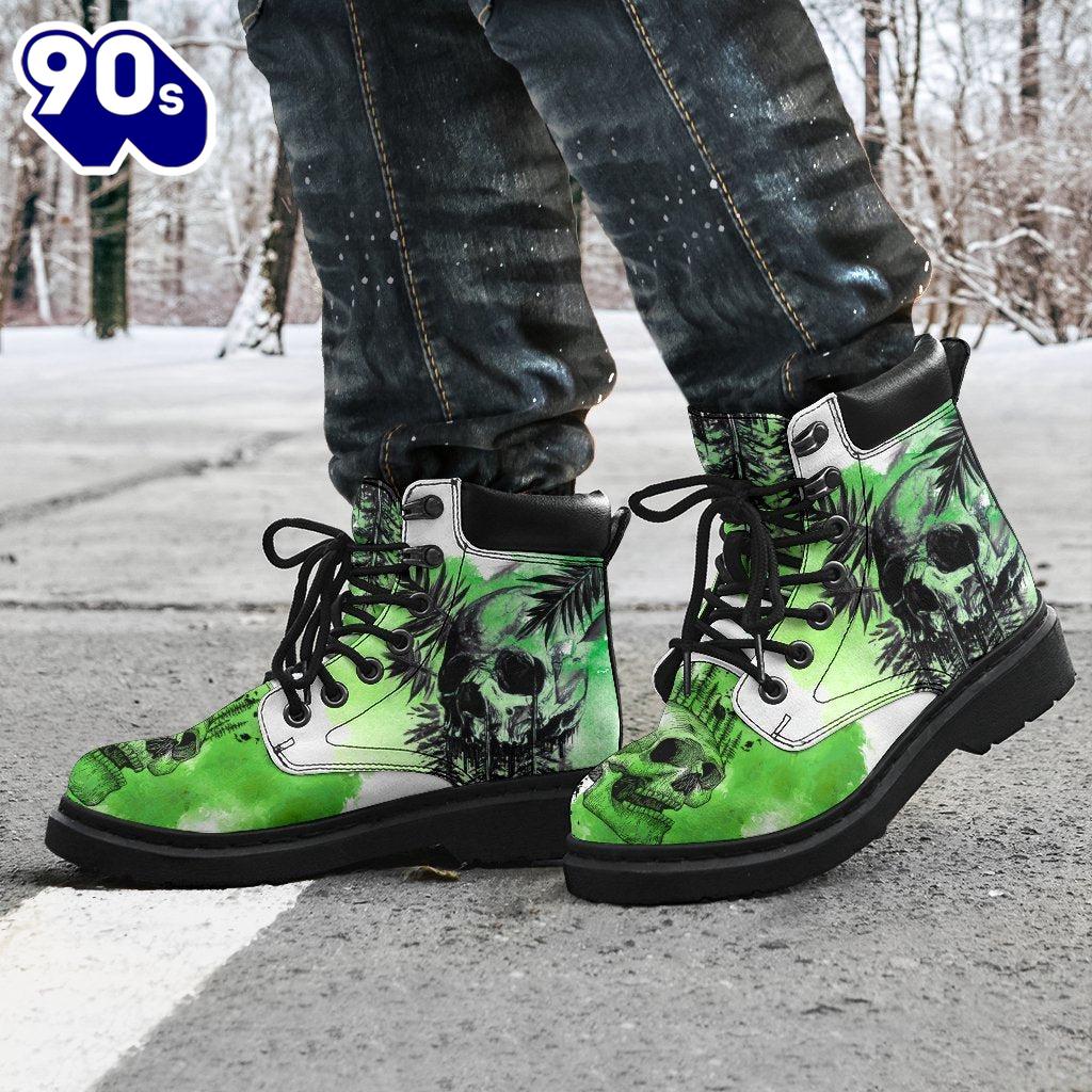 Skull Leather Boots For Camping Or Trekking Gift Idea Skull Leather Boots For Camping Or Trekking Gift Idea