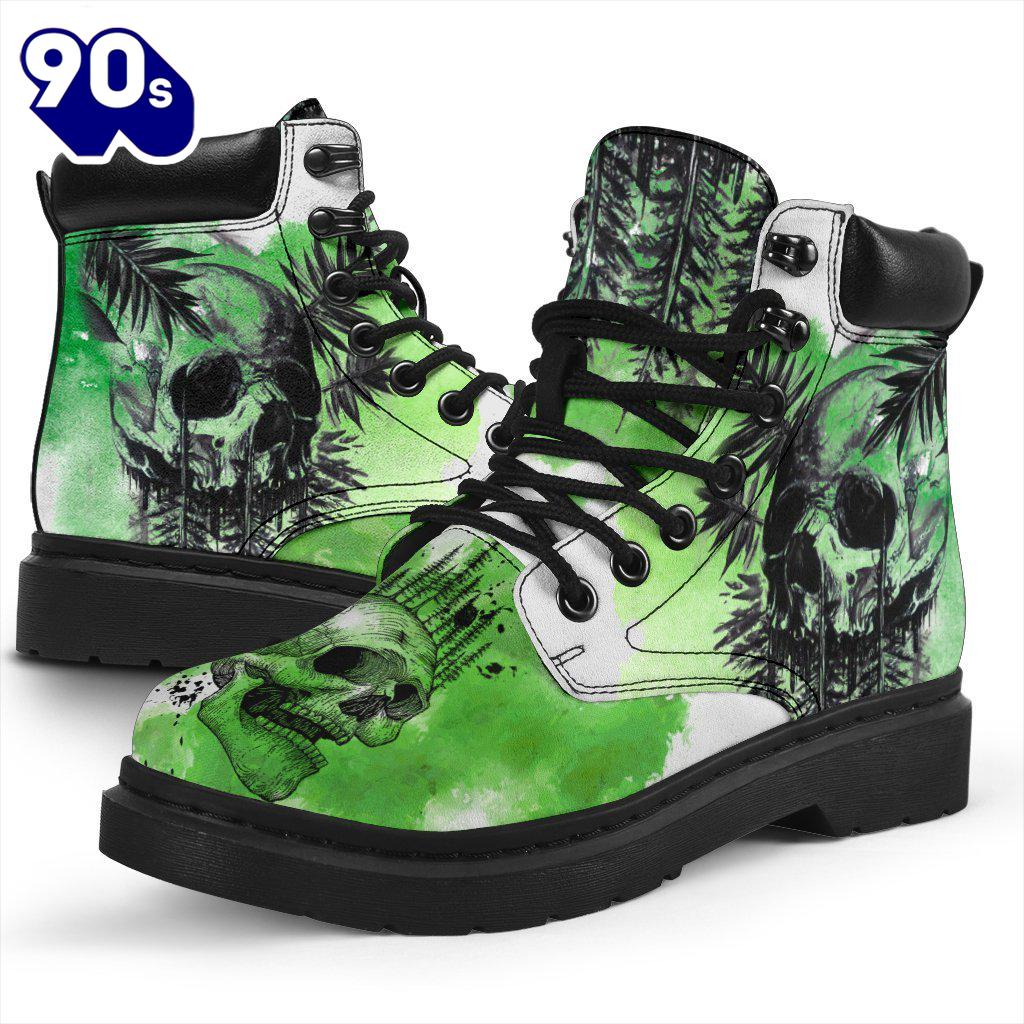 Skull Leather Boots For Camping Or Trekking Gift Idea Skull Leather Boots For Camping Or Trekking Gift Idea
