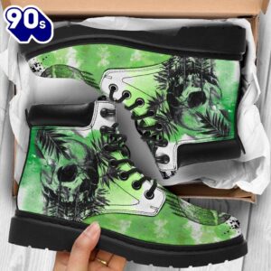 Skull Leather Boots For Camping Or Trekking Gift Idea