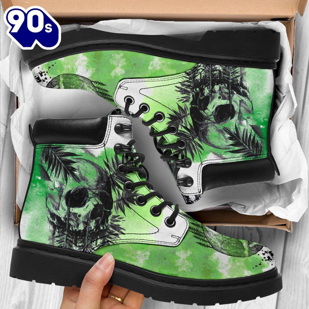 Skull Leather Boots For Camping Or Trekking Gift Idea Skull Leather Boots For Camping Or Trekking Gift Idea