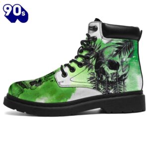 Skull Leather Boots For Camping Or Trekking Gift Idea