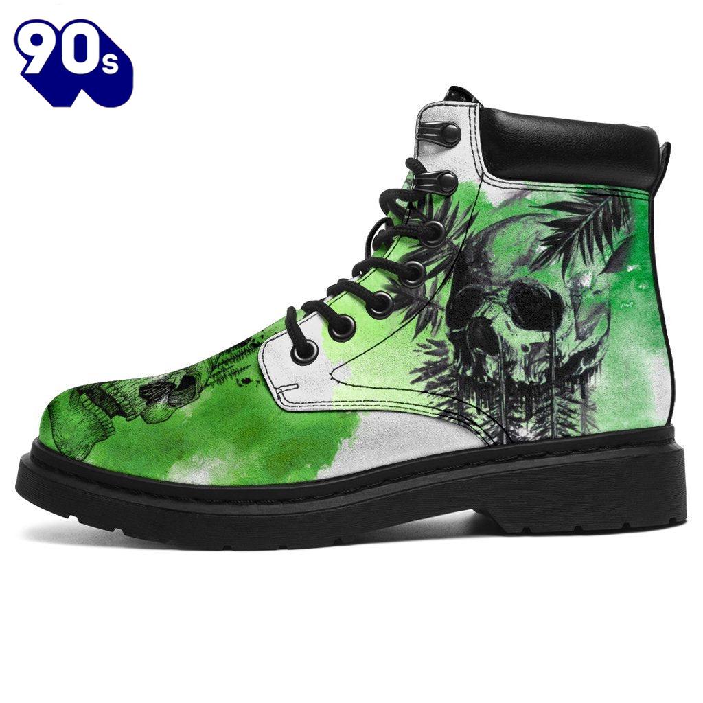 Skull Leather Boots For Camping Or Trekking Gift Idea Skull Leather Boots For Camping Or Trekking Gift Idea