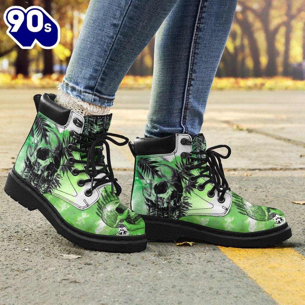 Skull Leather Boots For Camping Or Trekking Gift Idea Skull Leather Boots For Camping Or Trekking Gift Idea