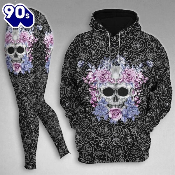 Skull Rose Gothic Combo Hoodie And Leggings