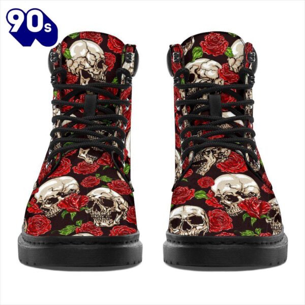 Skull Roses Leather Boots Cool Gift Idea