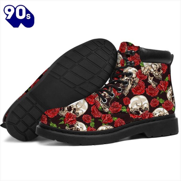 Skull Roses Leather Boots Cool Gift Idea