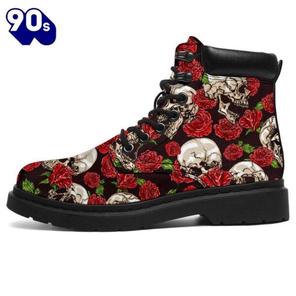 Skull Roses Leather Boots Cool Gift Idea