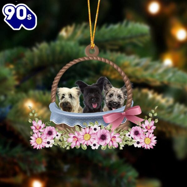 Skye Terrier Dogs In The Basket Ornament, Gift For Christmas
