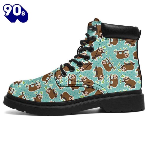 Sloth Leather Boots Animal Custom Shoes Funny For Sloth Lover