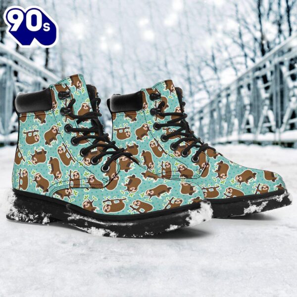 Sloth Leather Boots Animal Custom Shoes Funny For Sloth Lover
