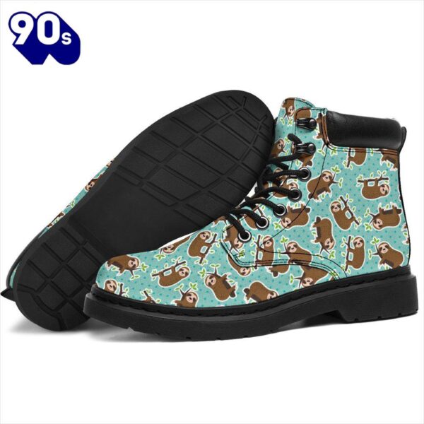 Sloth Leather Boots Animal Custom Shoes Funny For Sloth Lover