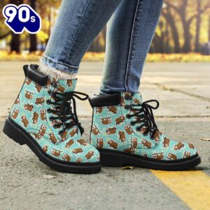 Sloth Leather Boots Animal Custom Shoes Funny For Sloth Lover
