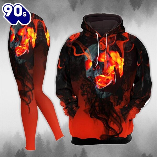 Smoke Fire Skull Chain Combo Hoodie And Leggings