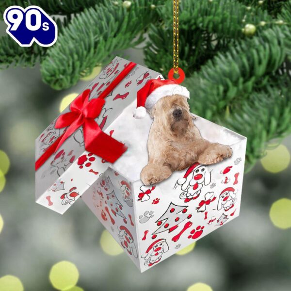 Soft-Coated-Wheaten-Terrier In Gift Box Christmas Ornament, Gift For Christmas