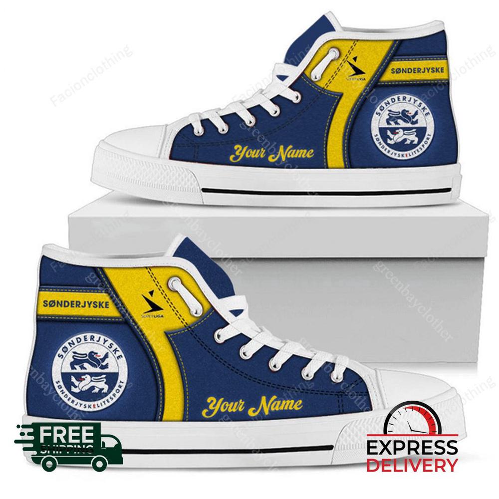 Sonderjyske Personalized High Top Canvas Shoes Sonderjyske Personalized High Top Canvas Shoes