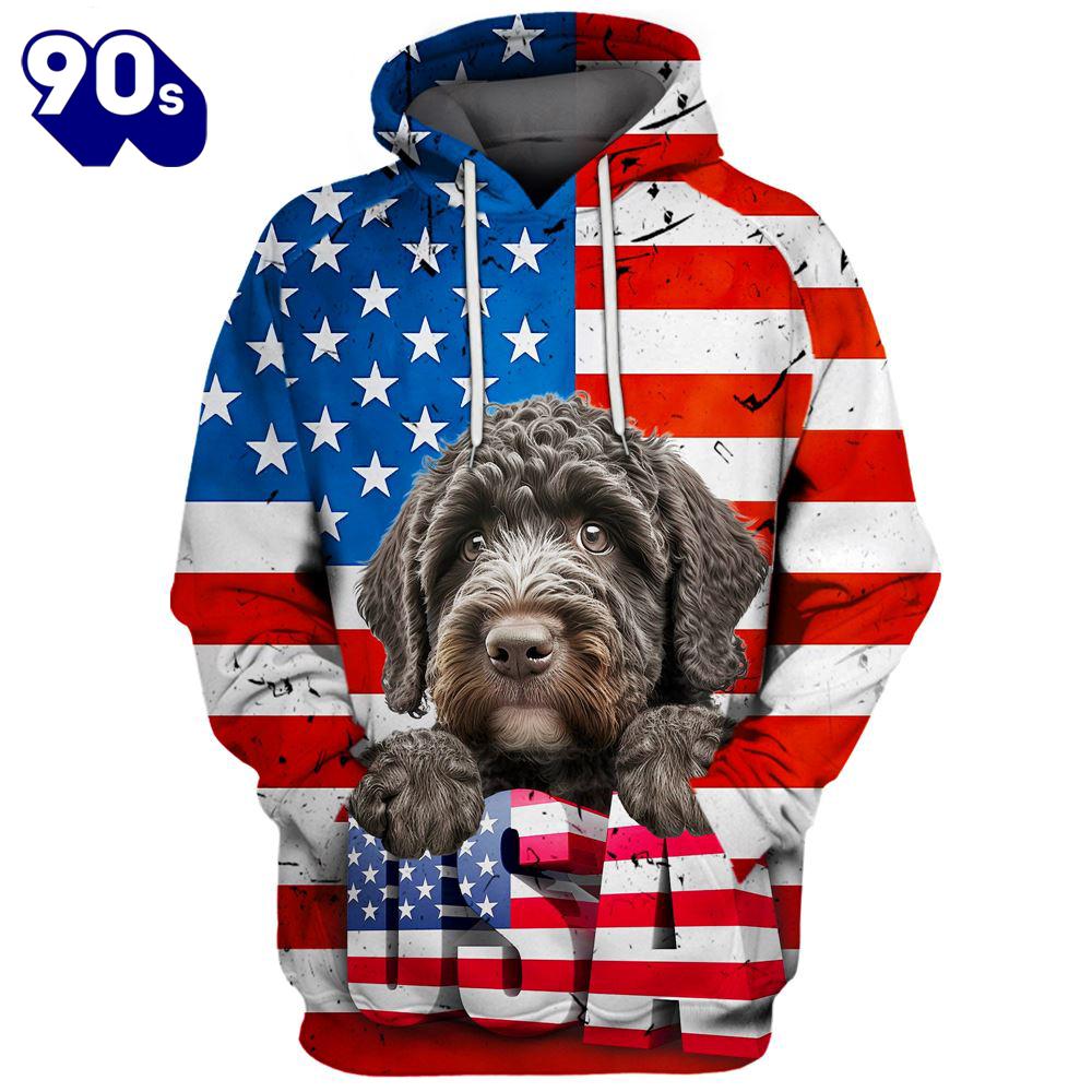Spanish Water Dog 3D Face Graphic Premium America Flag Hoodie Gift Christmas Spanish Water Dog 3D Face Graphic Premium America Flag Hoodie Gift Christmas